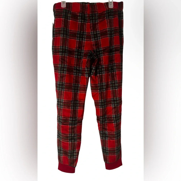 NWT Womens Red & Green Plaid Fleece Jogger Sleep Pants - Picture 2 of 6
